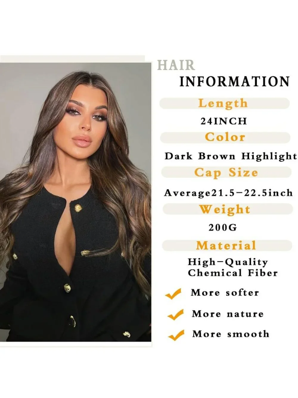 Women's Dark Brown 1 Long Blonde Wavy Synthetic Platinum Layered Classic Wigs